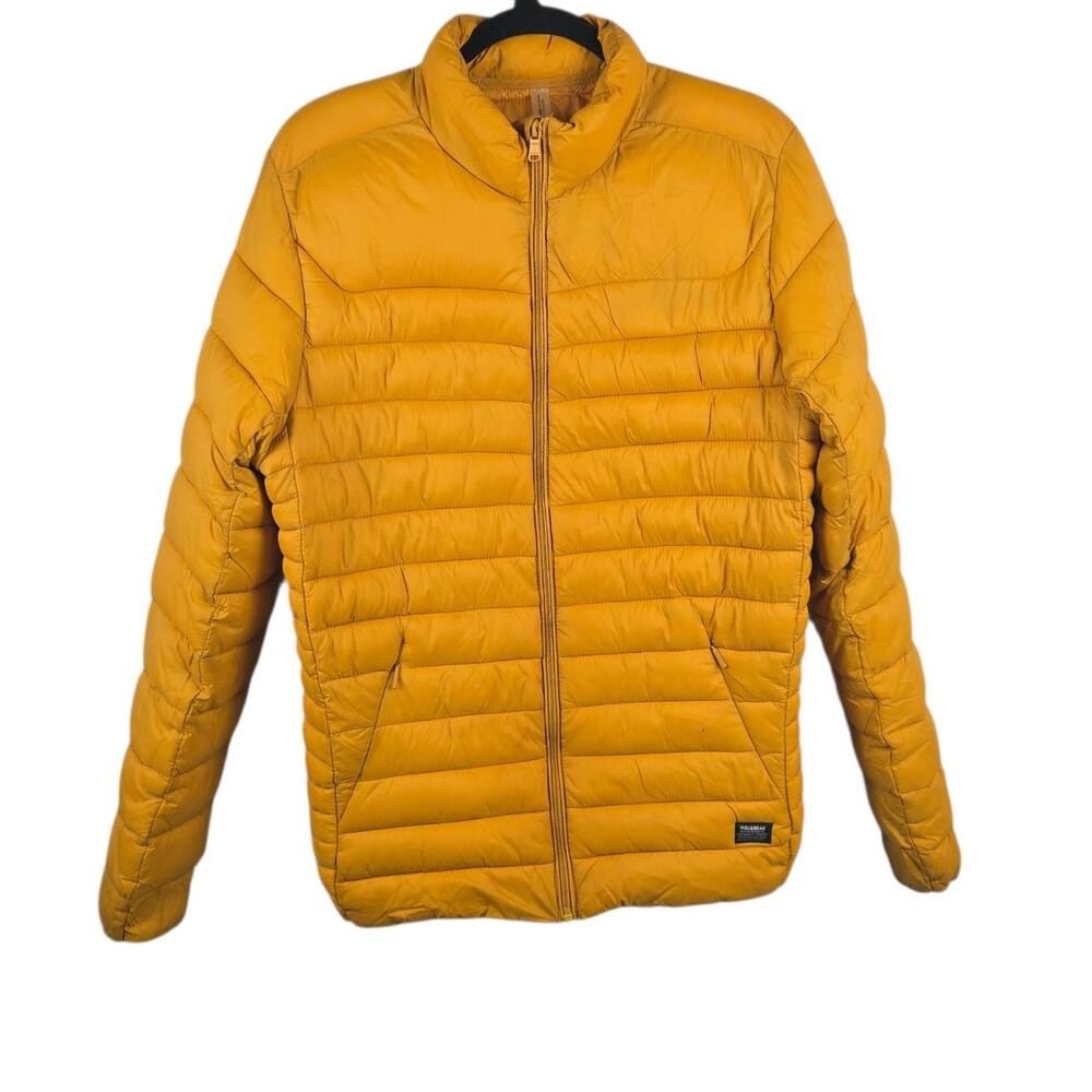 Pull & Bear Men's Join Life Lightweight Puffer Jacket Mustard Size Large